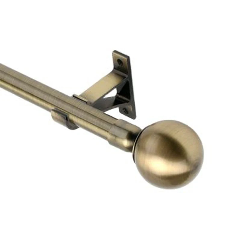 Sunshida 6Pack Antique Brass Qualty Classic Steel Ball Curtain Rod Finial Drapery Rod Finial For