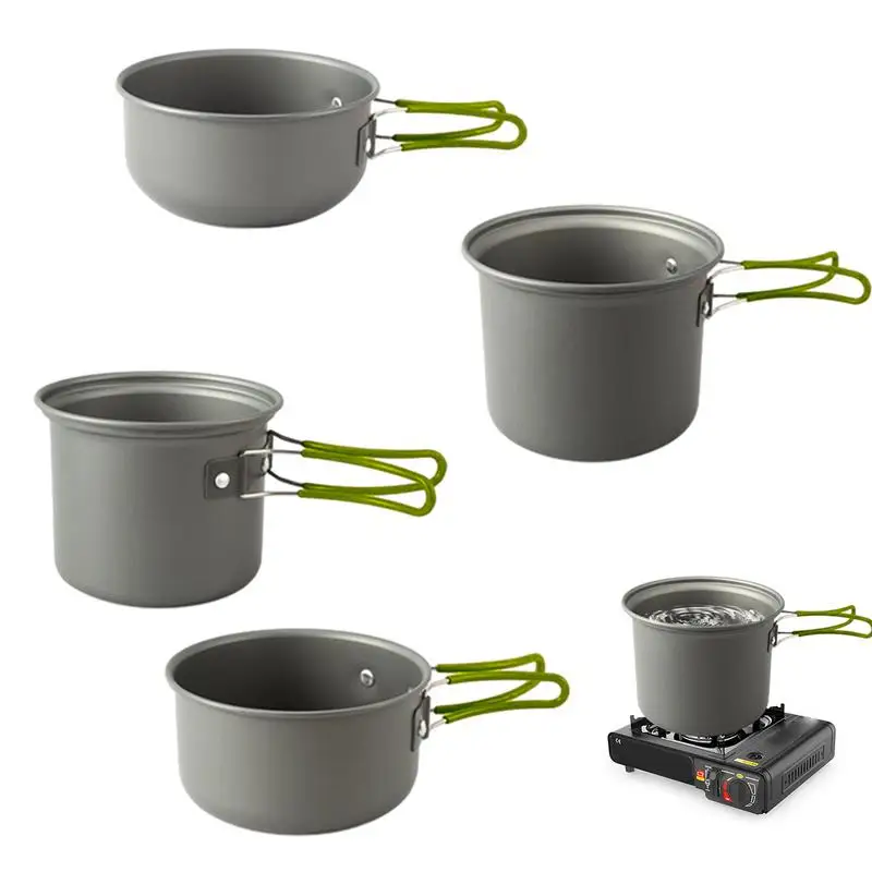 

Camping Cookware Set Camp Cook Set Pots Pans Cooking Utensils Portable Stackable Pot Non-Stick Pots Camping Accessories For