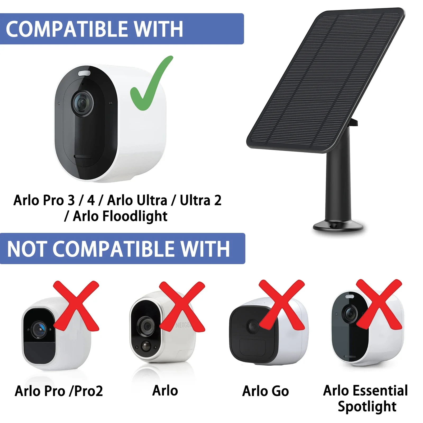 Panneau Solaire 10 W 5 V Pour Caméras Arlo - IP65, étanche, Charge Rapide, Installation Facile