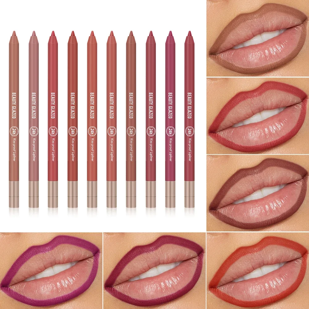 10 Colors Matte Waterproof Lip Liner Waterproof, Sweatproof, Matte Multi-Color Correcting Lip Pencil Plumping Cosmetics