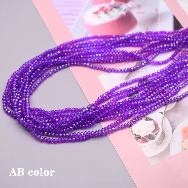 1 2 3 4mm Rose Red Dyeing Rondelle Crystal Glass Beads Flat Faceted Loose Spacer Glass Beads for Jewelry Making Jewelry DIY 26