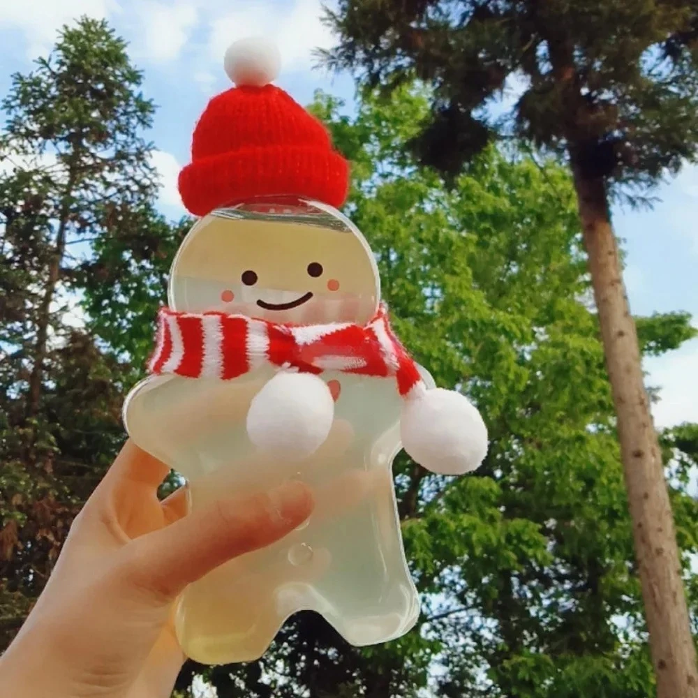 1/5pcs Christmas Bottles Gingerbread Man Bottle Party Candy Jar Juice Drink Bottle Xmas Plastic Kettle Kids Gift Christmas Decor plastic water bottle