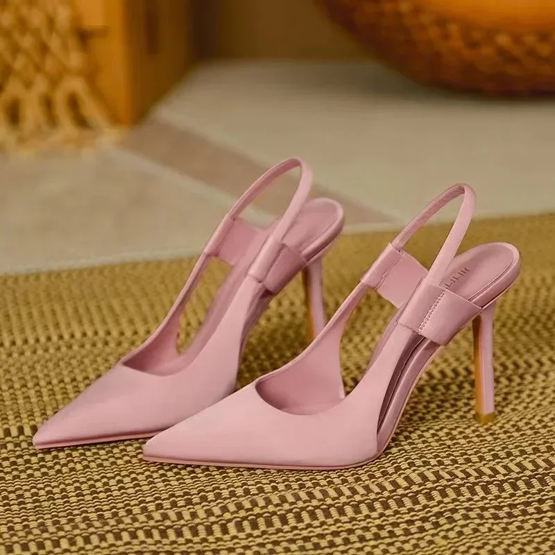 Summer New Brand Women's Slingback Shoes Pointed Toe Slip on Sandals for Women Thin High Heel Ladies Elegant Pumps Shoes