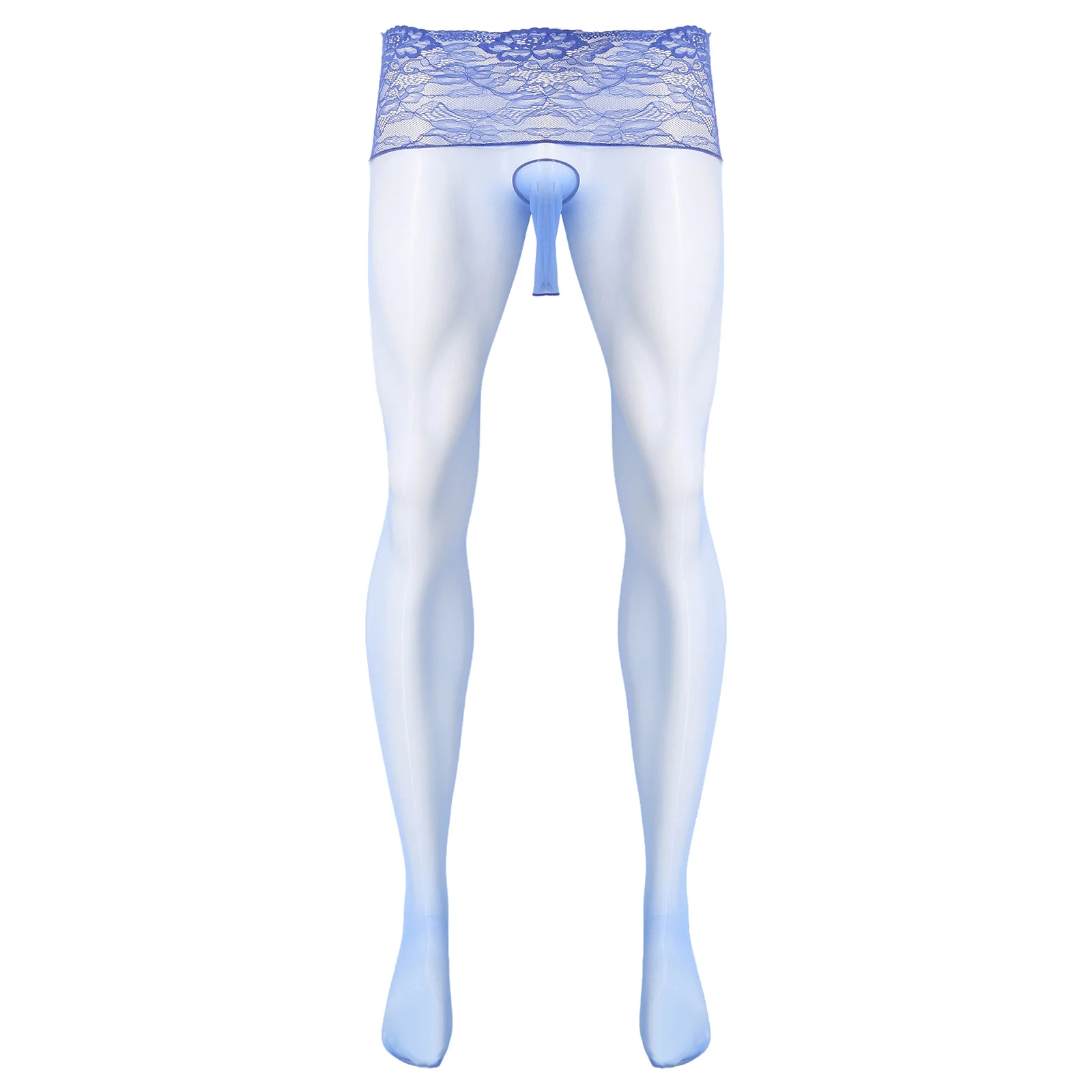 Men Sexy Ultra-thin See Through Pantyhose Bodystcokings Sissy Gay Floral Lace Footed Glossy Leggings Tights Lingerie Nightwear