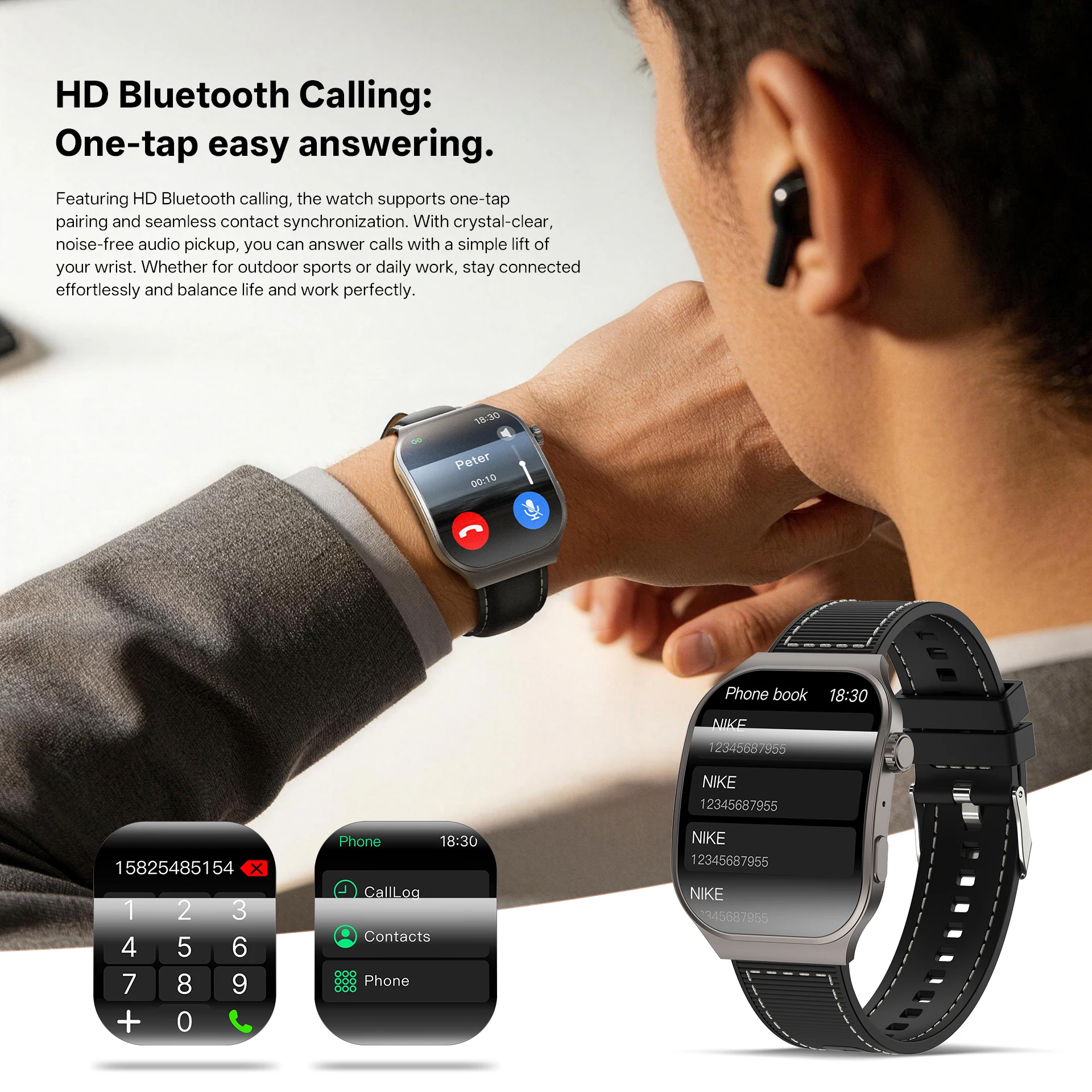 2026 New Bluetooth Call Smart Watch for Men 2.01" HD Curved Screen Sports Watch Health Monitor Smart Watch for Android iOS 4