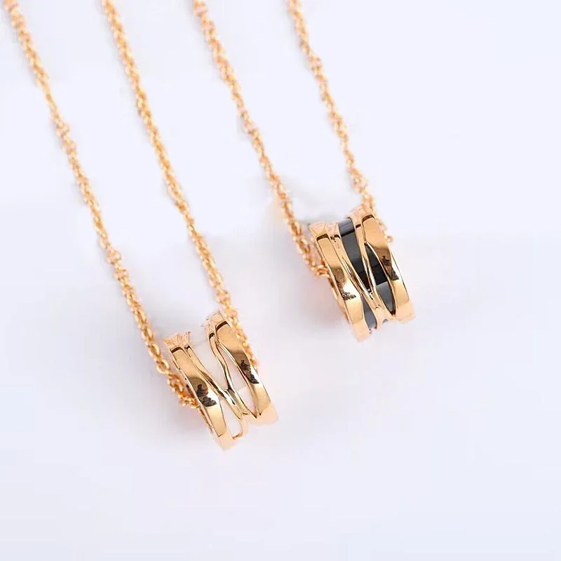 

Модные дизайнерские брендовые ювелирные изделия, розовое золото, ажурное черно-белое керамическое ожерелье для женщин, индивидуальный бриллиант, подарок для пары