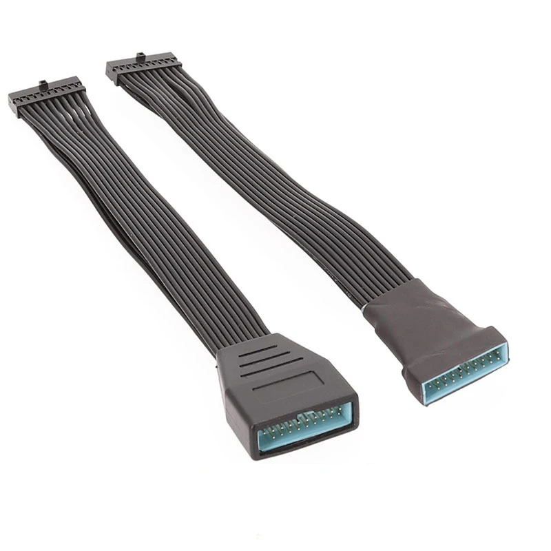

Кабель-адаптер для материнской платы, 15 см, USB 3,0, 20 контактов, 19 контактов, штекер-гнездо, 26AWG Гибкий плоский кабель, черный