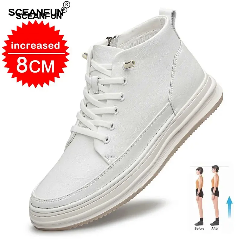Casual genuine leather new height increasing shoes for men 8cm invisible elevator sneakers sport zapatillas de Hombre 6