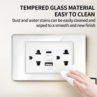 Prise murale américaine thaïlandaise en verre trempé série 118, 118x75mm, double Ports USB type-c, interrupteur de lumière, appareil ménager intelligent, 110V, pour le bureau et la maison 3