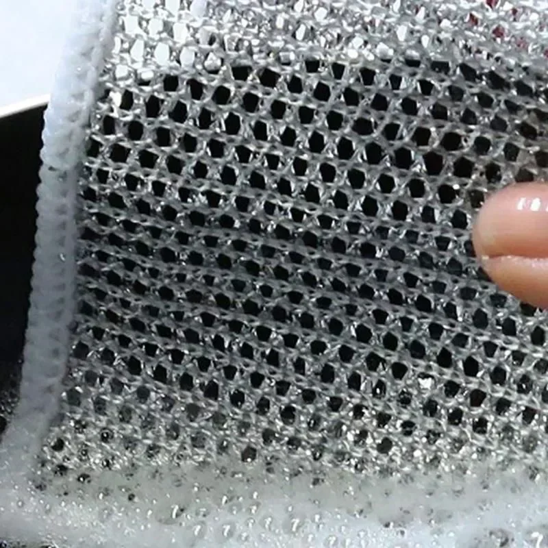 Grid Cleaning Cloth Useful Things for Kitchen Practical Items for the Kitchen Utensils Dishcloth Metal Lines Tea Stained Rag