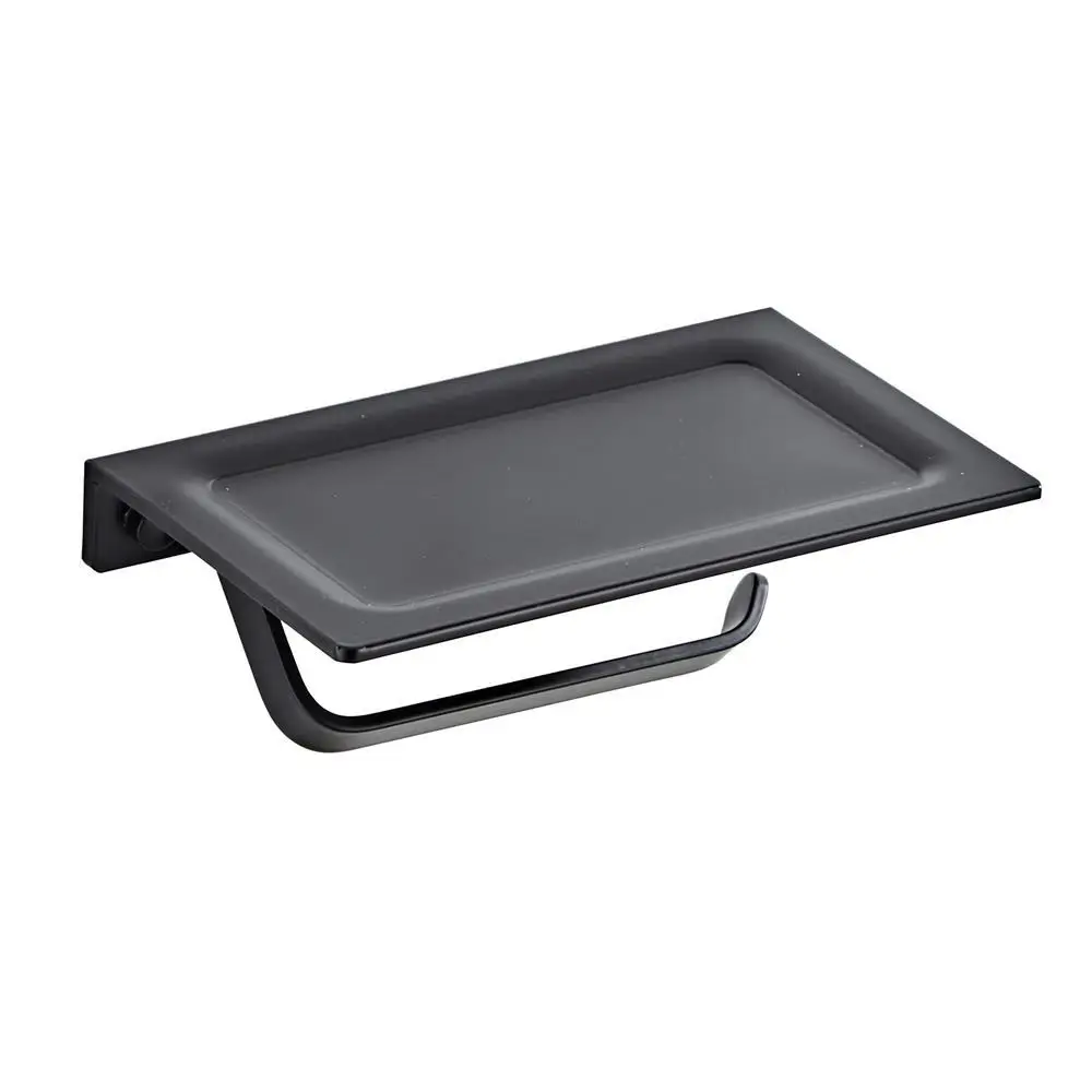 

Space Aluminum Toilet Paper Holder Black Hotel Tissue Holder Toilet Roll Holder Mobile Phone Shelf Toilet Paper Holder