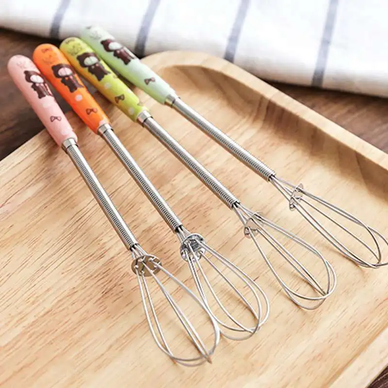 Balloon Wire Whisk Egg Beater Mini Stainless Steel Manual Hand Mixer for Milk Cream Butter