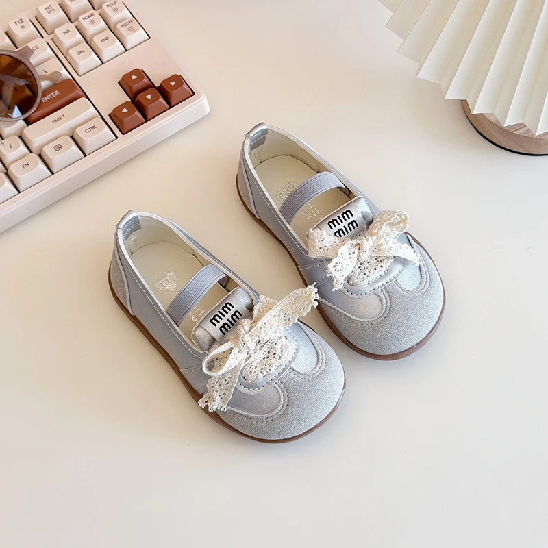 Girl Leather Shoes Children Casual Sneakers Breathable Slip-On Soft Flats Kids Bow Wedding Dress Shoes Princess Ballerinas Shoes 2