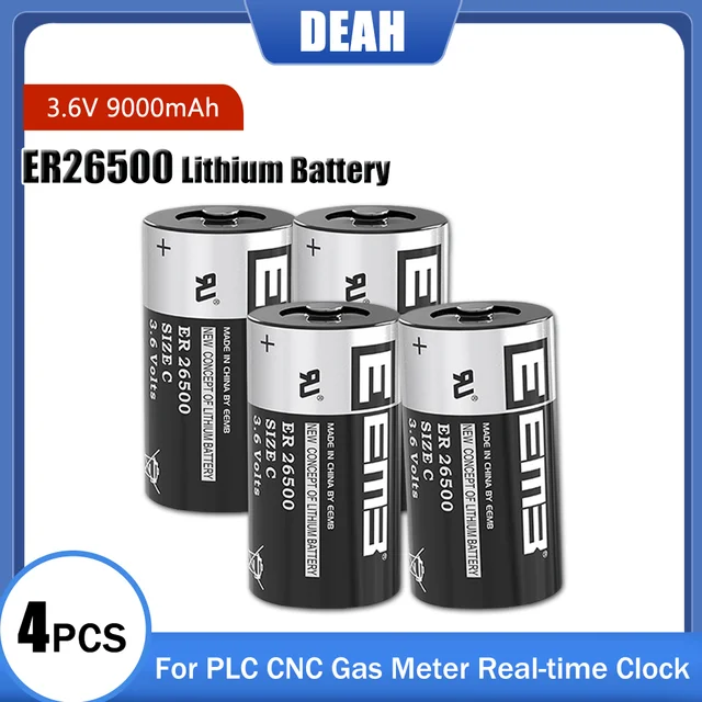 Eemb 4pcs Er26500 Battery 3.6v Lithium Batteries C Size 9000mah Plc Control  Battery For Water Meter Window Sensor Home Monitor - Digital Batteries -  AliExpress