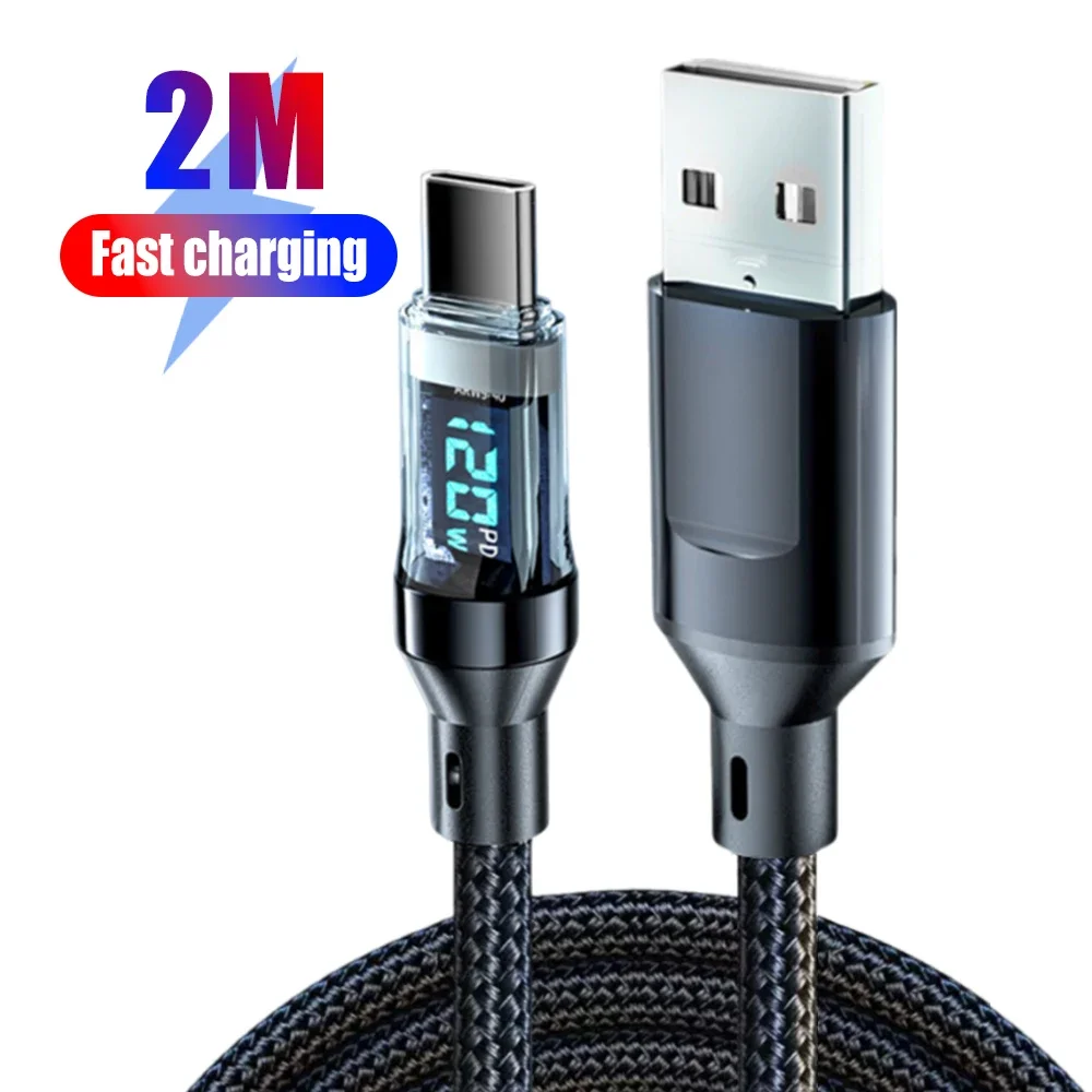 Cavo a Molla Ricarica 120W - Display Digitale USB C 1m per