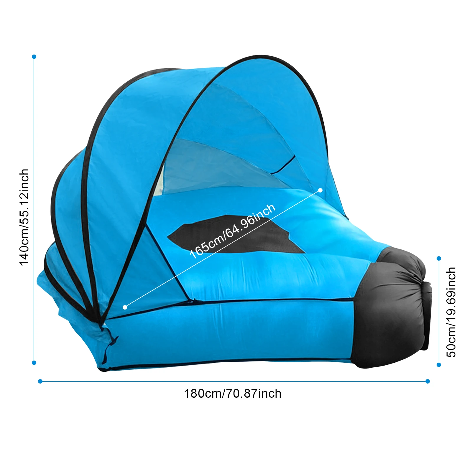 Inflatable Sofa with Canopy, Canopy Island Inflatable Lawn Bed, Camping Island with Sunshade, Lazy Bed Canopy