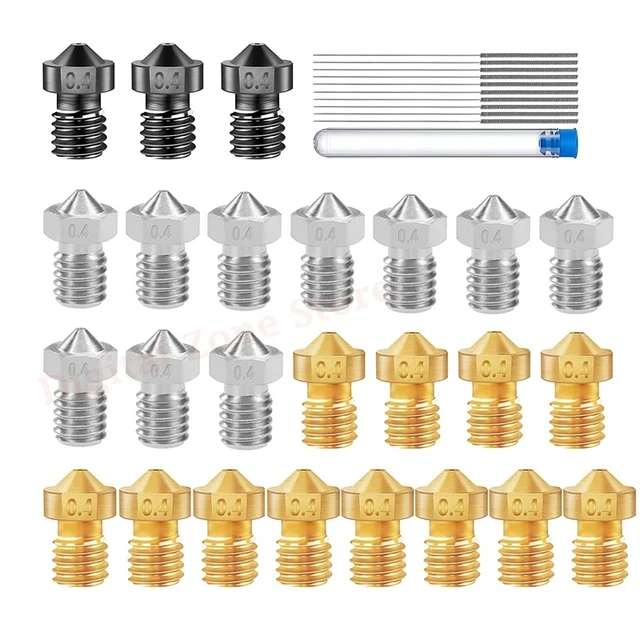 Jeu de Buses D'imprimante 3D, 5 Pièces, Buses D'extrudeuse pour MK8 1.75mm,  Consommables 0.2 à 1.0mm, Accessoires en Acier trempé (0,2 mm)