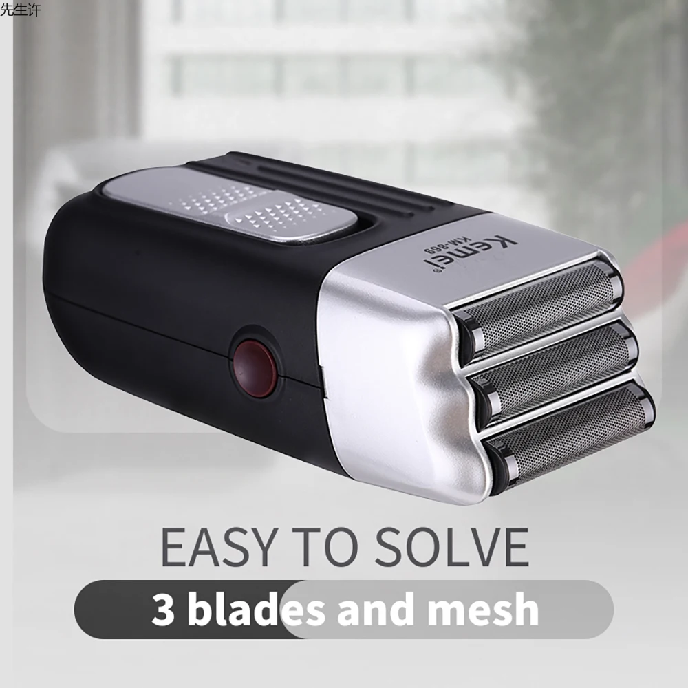 Kemei Powerful Electric 3 Foil Shaver Triple Head Shaving Machine Men Rechargeable 3 Blades Razor Barber Bald Head Beard Trimmer 5