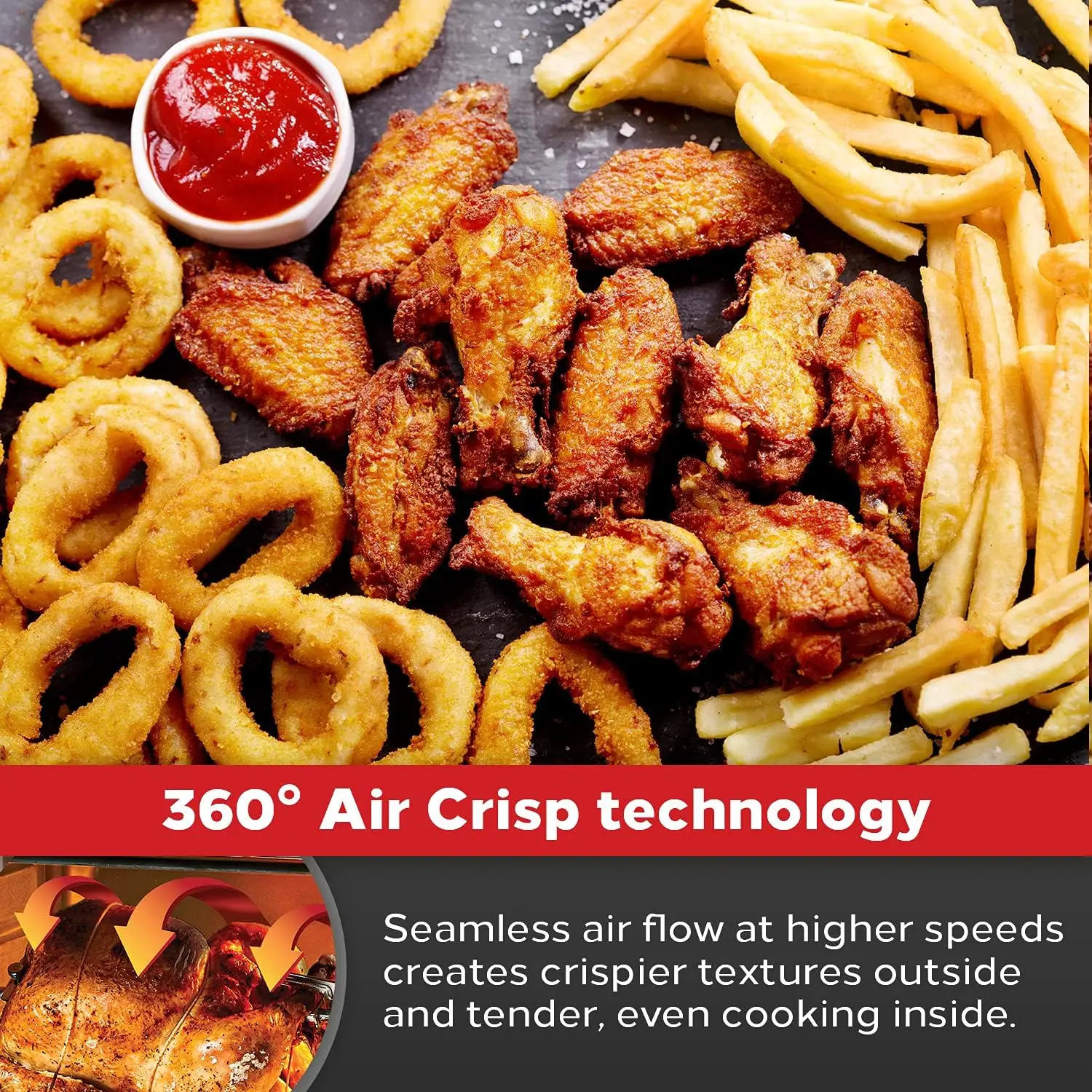 Lagasse Everyday 360 Air Fryer, 360&deg; Quick Cook Technology, XL capacity,12 Pre-Set Cooking Functions including Bake, Roti