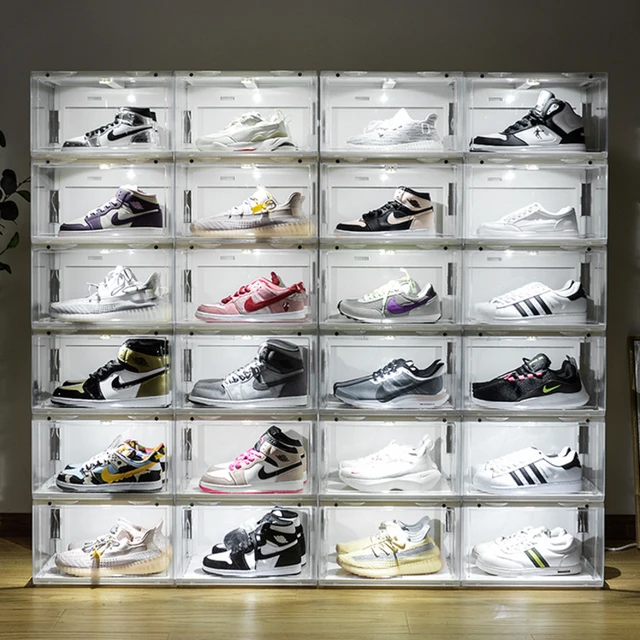 LED Lighted Shoe Strorage Box Stackable Snaker Display Organizer