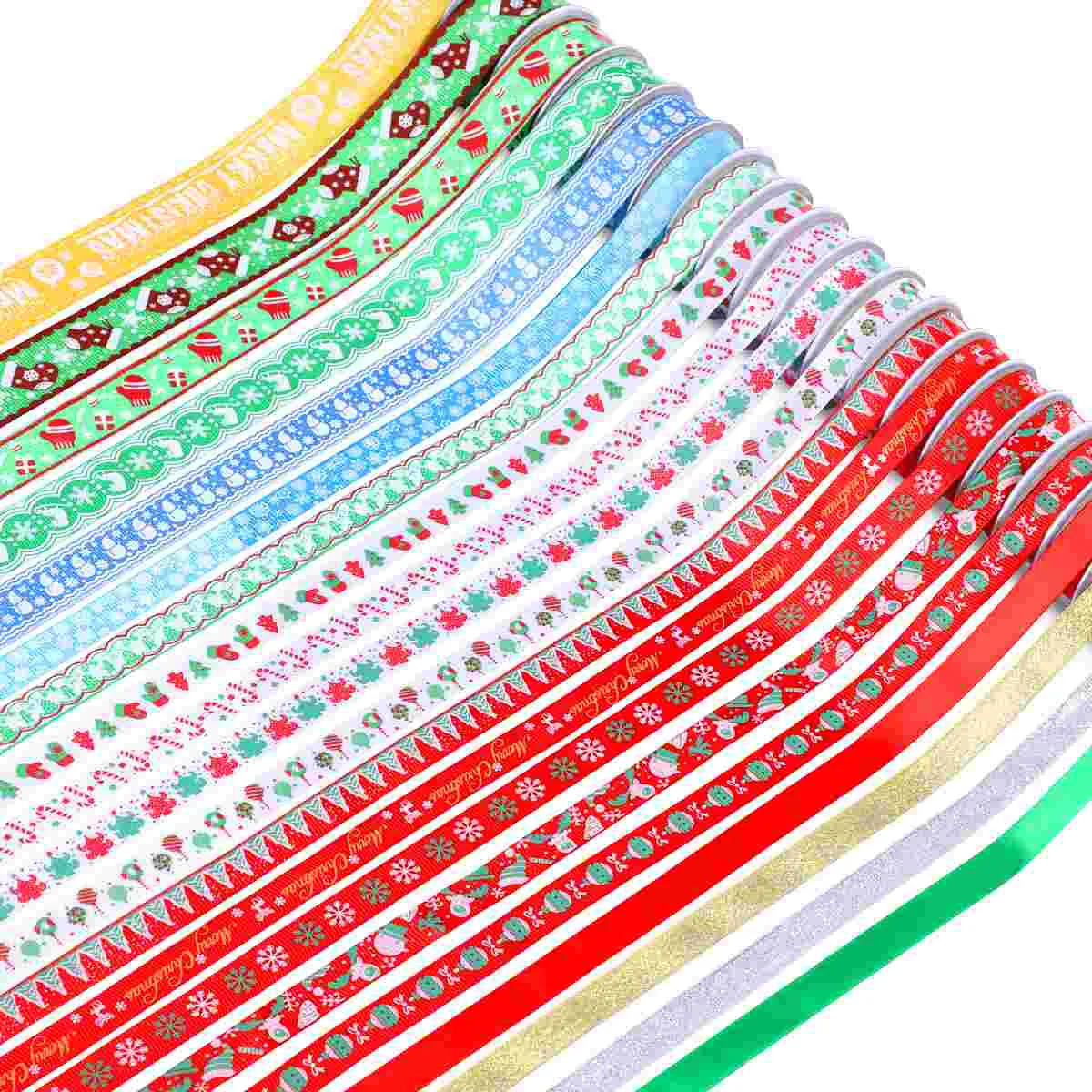 

UNOMOR 20 Rolls Christmas Ribbons Holiday Polyester Grosgrain Ribbon for Hair Bows Gift Wrapping DIY Craft