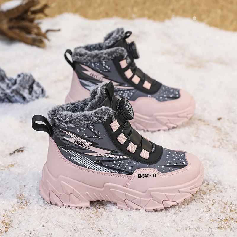 Neu Kinder Schnee Stiefel Trendy Alle-spiel Kid Winter Dicken Boden Baumwolle Schuh Mid Top Warme Mädchen_voghion.com