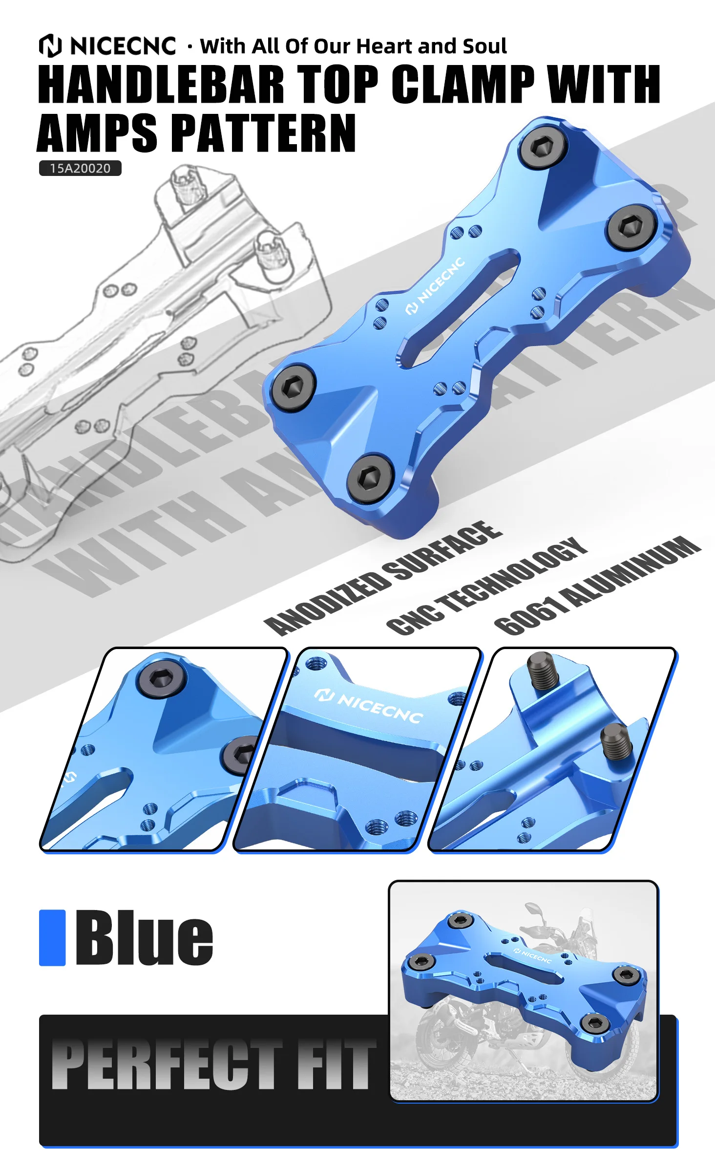 Für Yamaha Tenere 700 XTZ 700 2019–2024. Lenkeroberklemme mit AMPS-Muster T7 TENERE 700 Rally Edition T700 World Raid 2022 – Detail 8