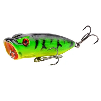 1Pcs Fishing Lures 6.5cm/12g Topwater Popper Bait 5 Color Hard Bait Artificial Wobblers Plastic Fishing Tackle with 6# Hooks 1
