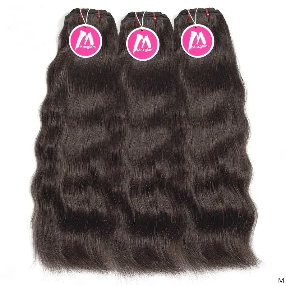 Straight Raw Indian Virgin Human Hair Bundles Short Long Hair Weave Extension Natural Color for Black Women 3 Bundles
