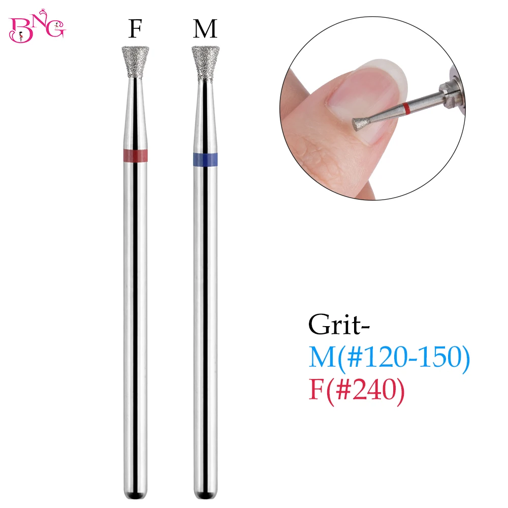 BNG Inverted Cone Russian Cuticle Bit 2.5*2.5mm Diamond Nail Drill Bits Electric Manicure Drill Rotary Burr Nails Accessories