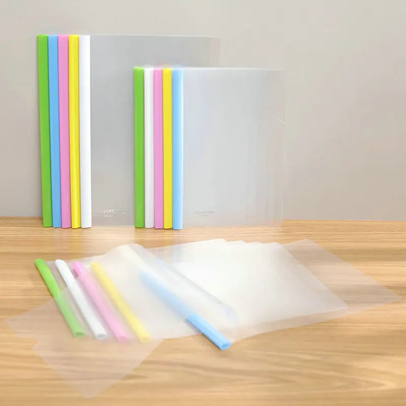 10pcs Draw Rod Folder A5 Clear Plastic Paper Folder B5 Document Organizer Pull Rod Report Cover For Office