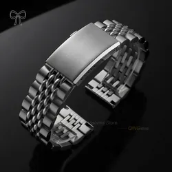 Premium Stainless Steel Universal Watchband with Folding Buckle - 22mm (Straight End)
