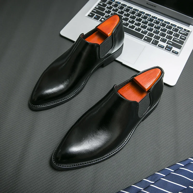 Men Business Leather Shoes Slip on Loafers for Man