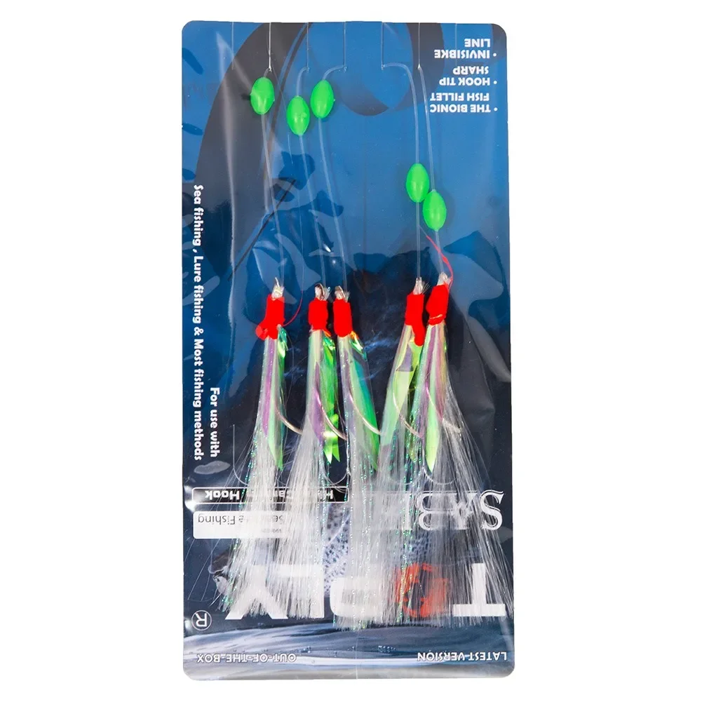 Heißer Verkauf Sabiki Soft Fishing Köder Rigs Köder Jigs Köder Feder köder Hering Köder hochwertige Rigs mit 6 Haken Teilen – Detail 21