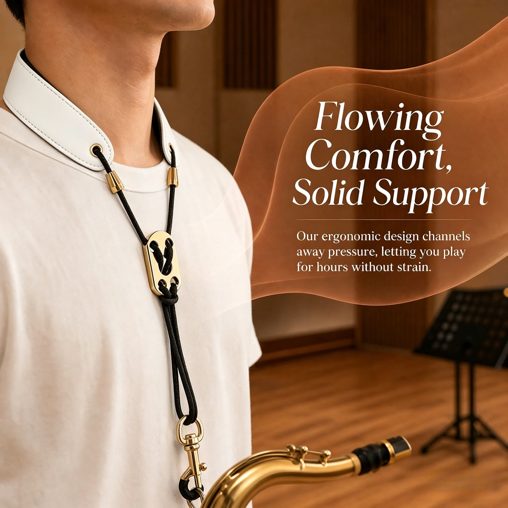 Premium Leather Saxophone Neck Strap with Enhanced Protection
