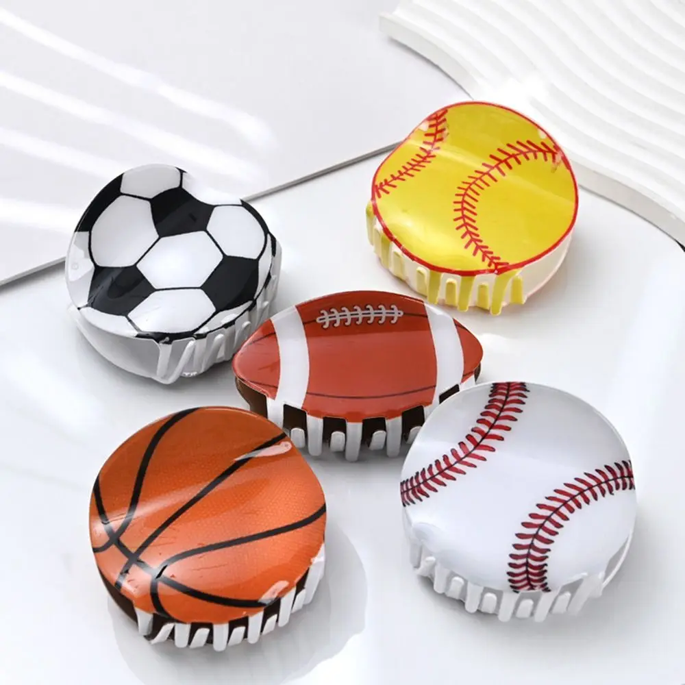 

Rugby Basketball Football Hair Claw Fashion Softball Acrylic Geometry Shark Clip Girls