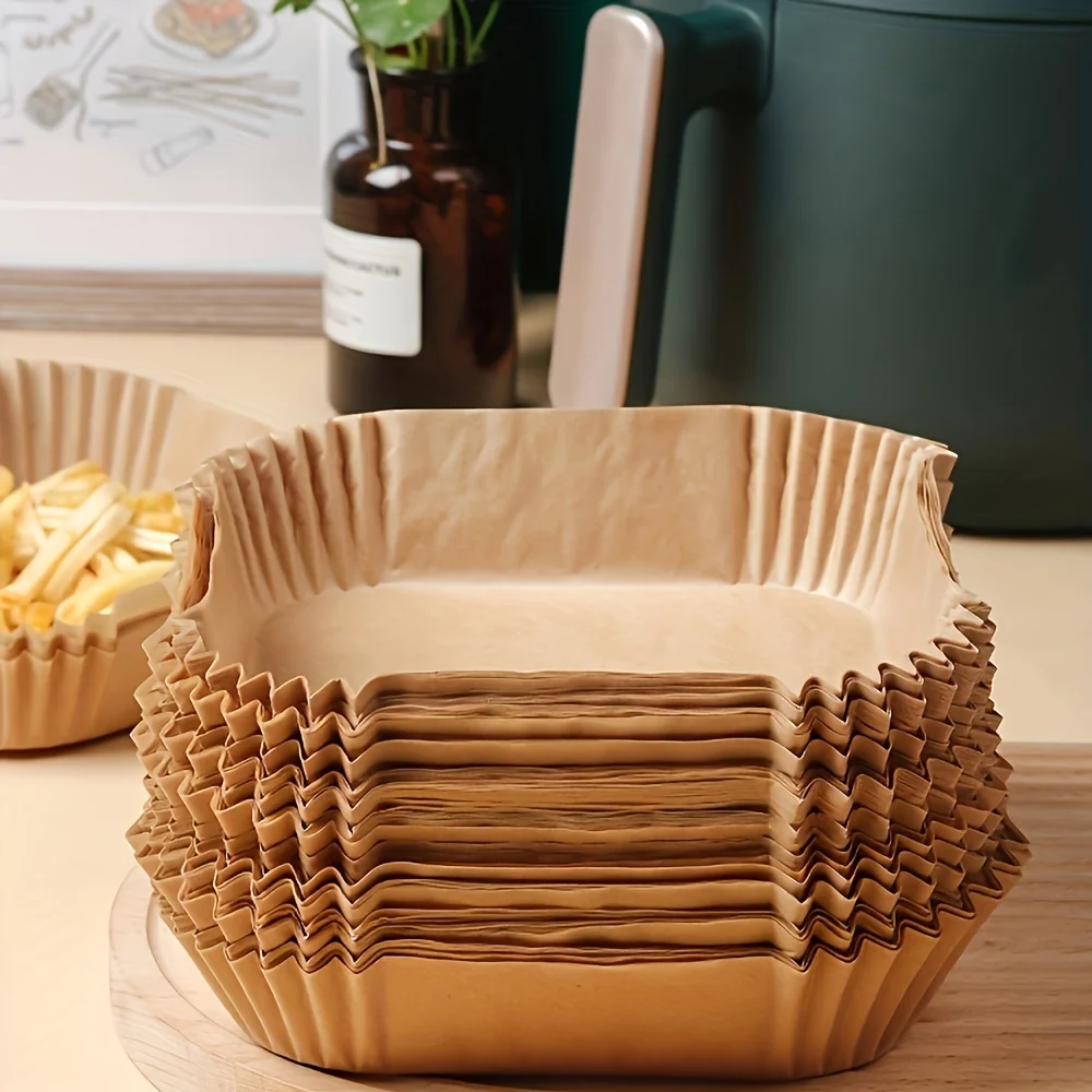 

30/50/100pcs Square Paper For Air Fryer Silicon Oil Paper Oil Absorbent Paper For Food, Baking, Household