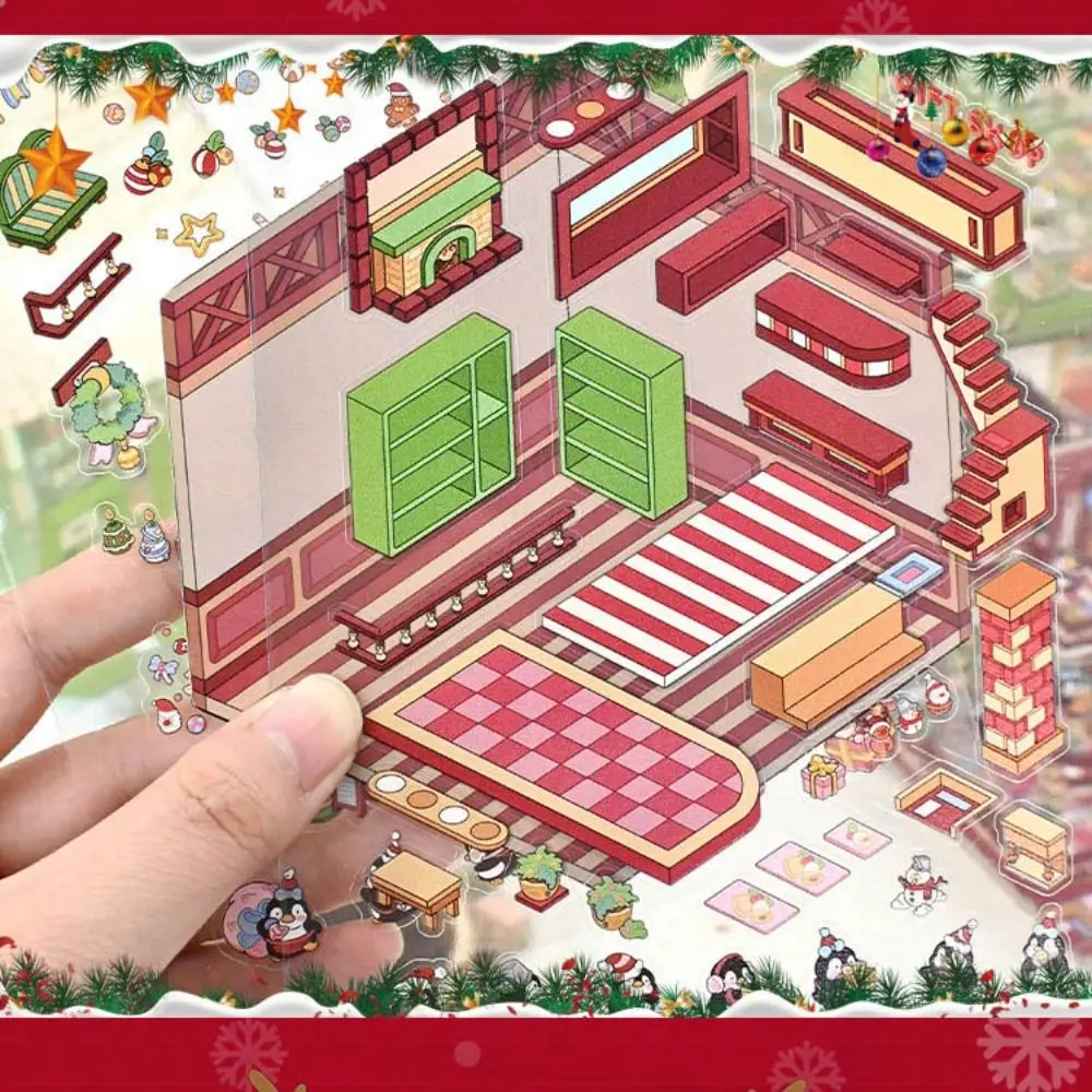 3D Stickers Miniature Scene 3D Landscaping Stickers Christmas Storage Landscape Decorative