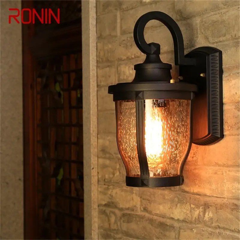 RONIN 레트로 야외 벽 스콘스 조명, 클래식 로프트 LED 램프, 방수 IP65, 홈 베란다 빌라 장식
