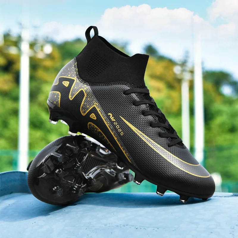 Men's Soccer Shoes Football Cleats High-Tops Lace-Up Non-Slip Spikes Outdoor AG/FG Baseball Lacrosse Rugby Combat Boots