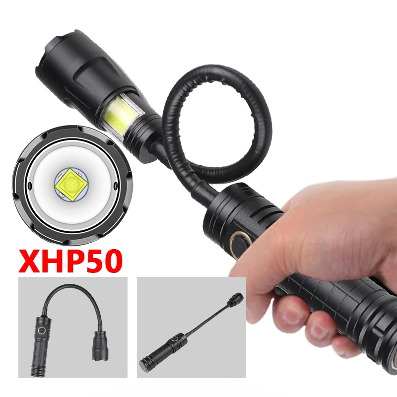 

Led Flashlight XHP50+COB Lamp USB Rechargeable Torchs Power By 18650 Battery Zoomable Aluminum Alloy Camping Fishing Lantern