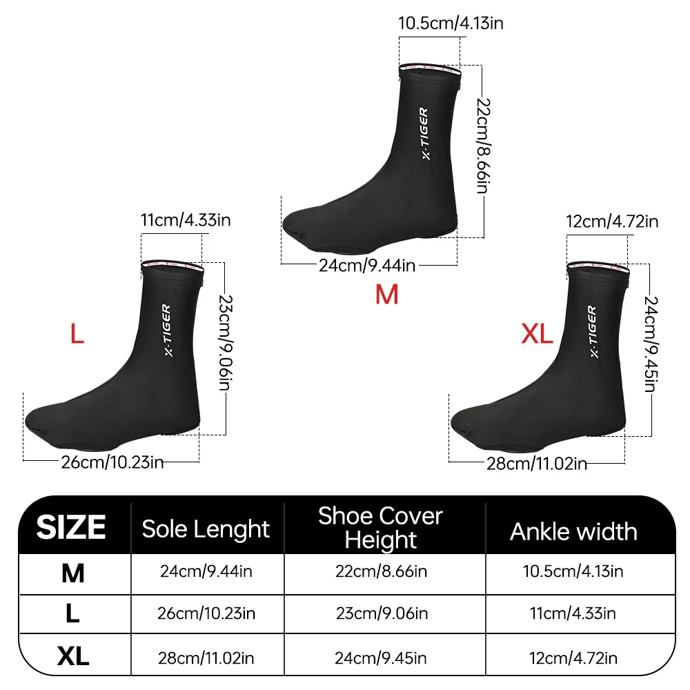 Winter Cycling Shoe Cover X-TIGER Winter Cycling Shoe Cover Fleece Warm Mountain Bike Overshoes Windproof Unisex Road Bicycle Shoes Cover