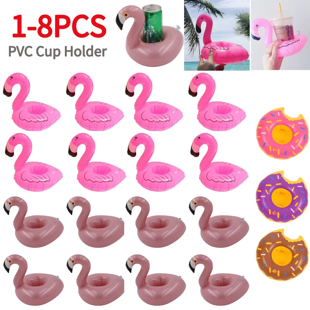 1-8PCS Flamingo Cup Holder Inflatable Drinkware Tray Party Decoration Pool Toys PVC Water Cup Holder for Swimming Pool Tray