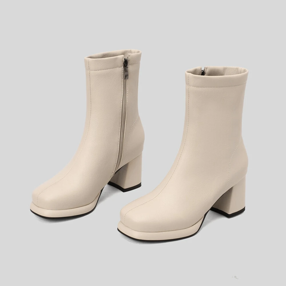 

Женские ботильоны из искусственной кожи, с квадратным носком, на молнии, на высоком каблуке, большие размеры 48, 2023, 395