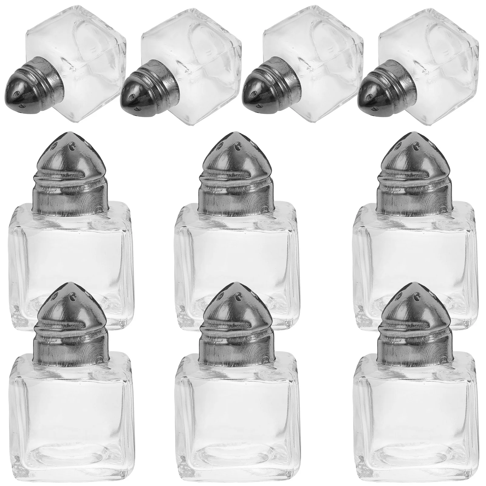 

Mini Salt Pepper Shakers Seasoning Jars Glass Cube Body Spices Shakers Tiny Pepper Shakers Bottle Condiment Storage Jar