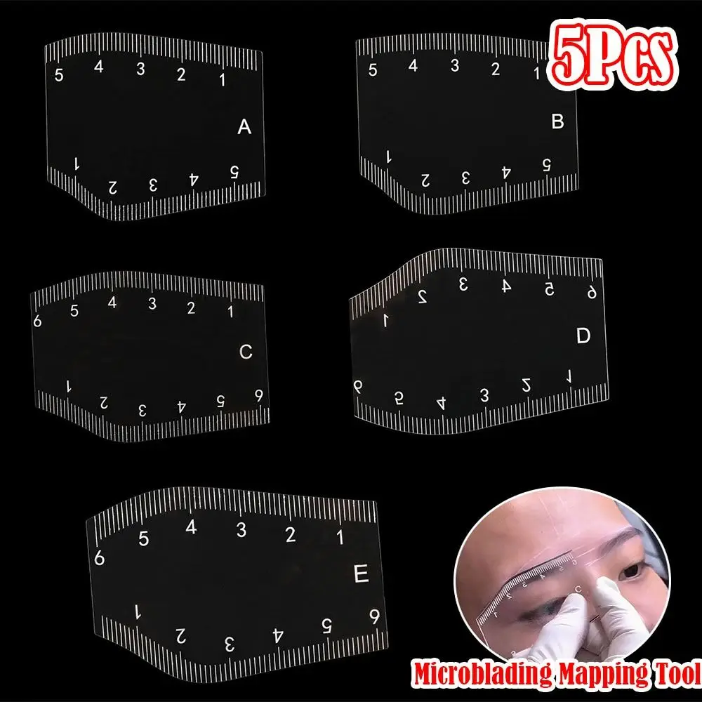 5종 선물용 빠른 눈썹 디자인 자 PVC 재사용 가능 눈썹 타투 맵핑 자 초보자용 눈썹 모양 만들기 카드