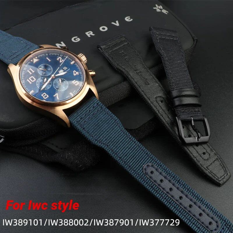 

20mm 21mm 22mm Men Nylon Watchband For IWC Pilot Mark 18 Spitfire Fighter Portugal Canvas Watch Strap Khaki army green Bracelet