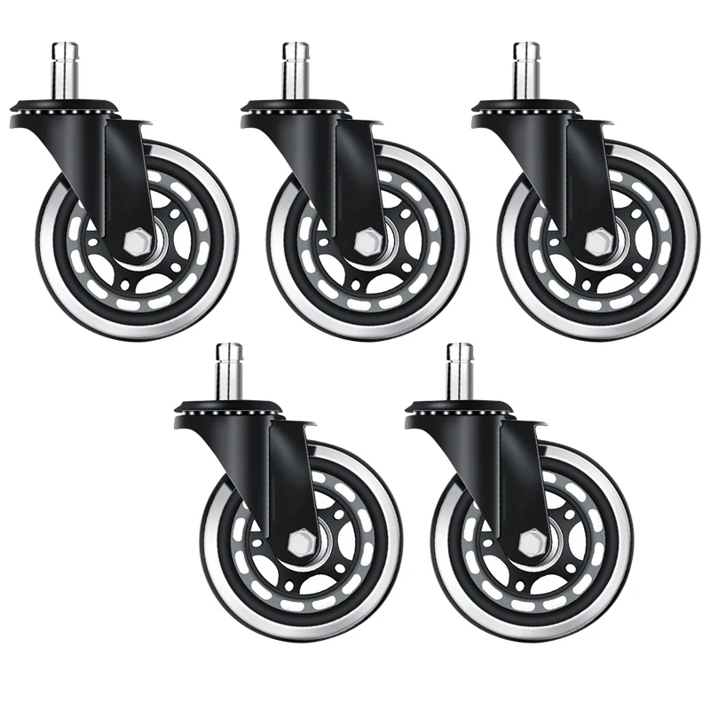 

New 5Pcs Office Chair Wheel Replacement Office Chair Caster 2.5 Inch Game Chair Universal Wheel Soft Safe Rollers(10X22)