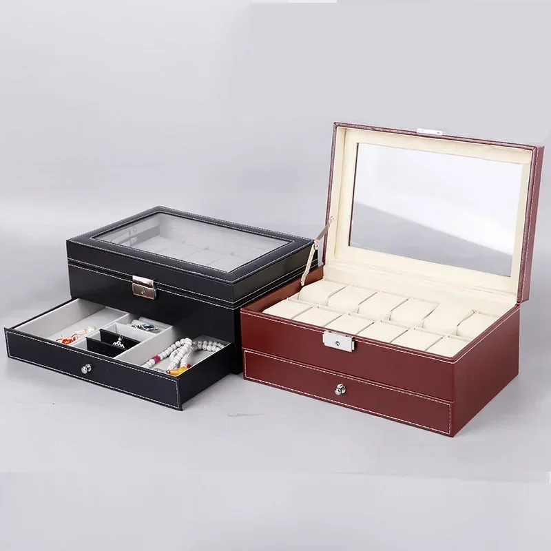 صناديق تخزين ساعات قابلة للقفل ، علبة درج لعرض الم...