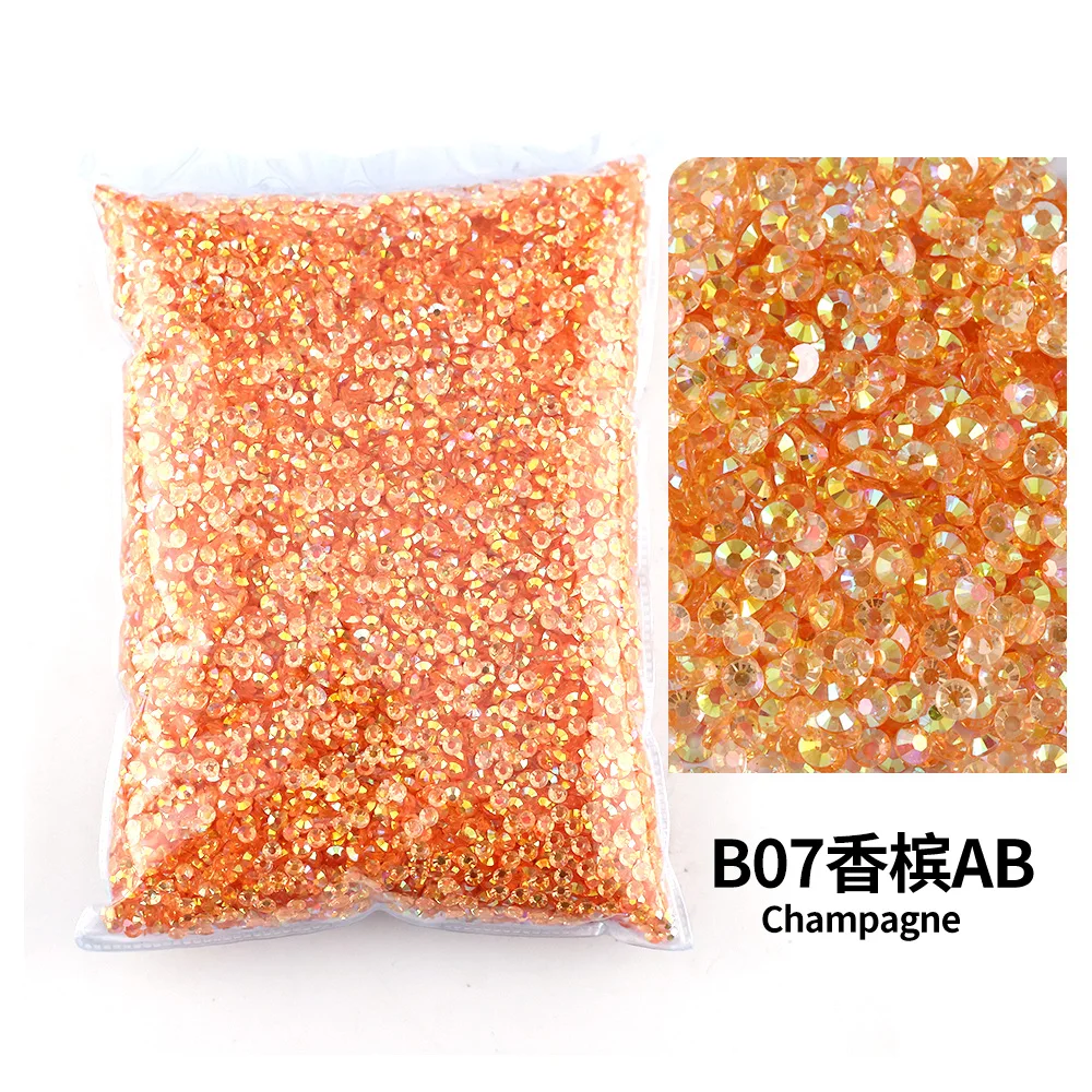Bulk Wholesale Jelly Color AB Transparent Faceted FlatBack Resin Rhinestones for Nail Art & Garment Decoration